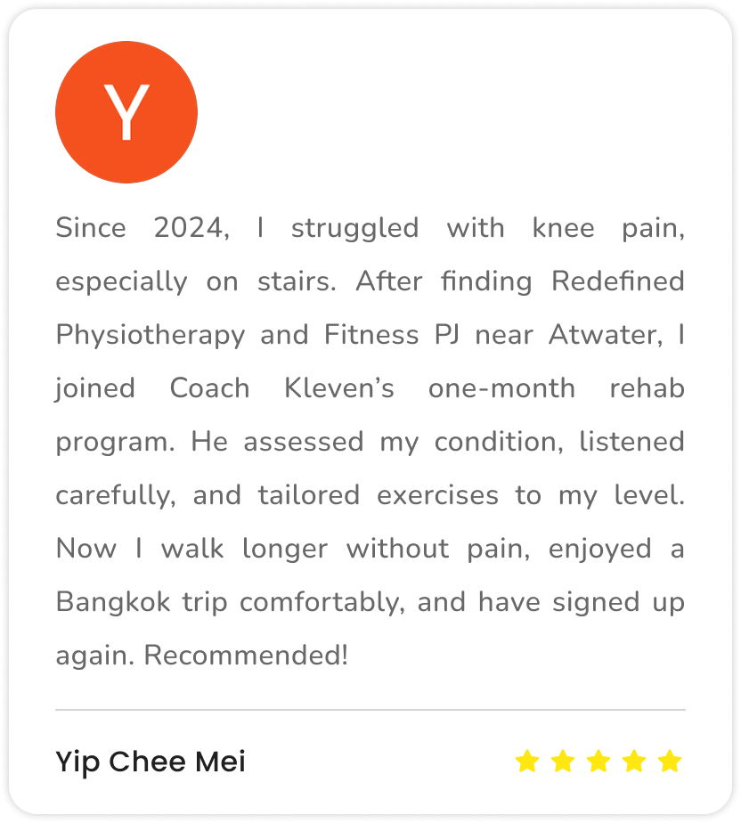 Google review of Redefined physiotherapy & fitness